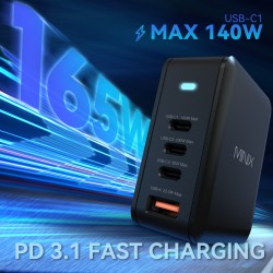 MINIX GaN Wall Charger - P165 - Travel 165W 3 xUSB-C 1xUSB-A — Buy in Cyprus with Fast Delivery