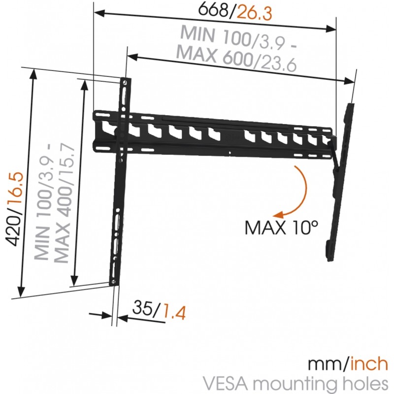 Vogels TV Wall Mount - MA4010 - Tilt TV Wall Mount 40-65'' Black — Buy in Cyprus with Fast Delivery