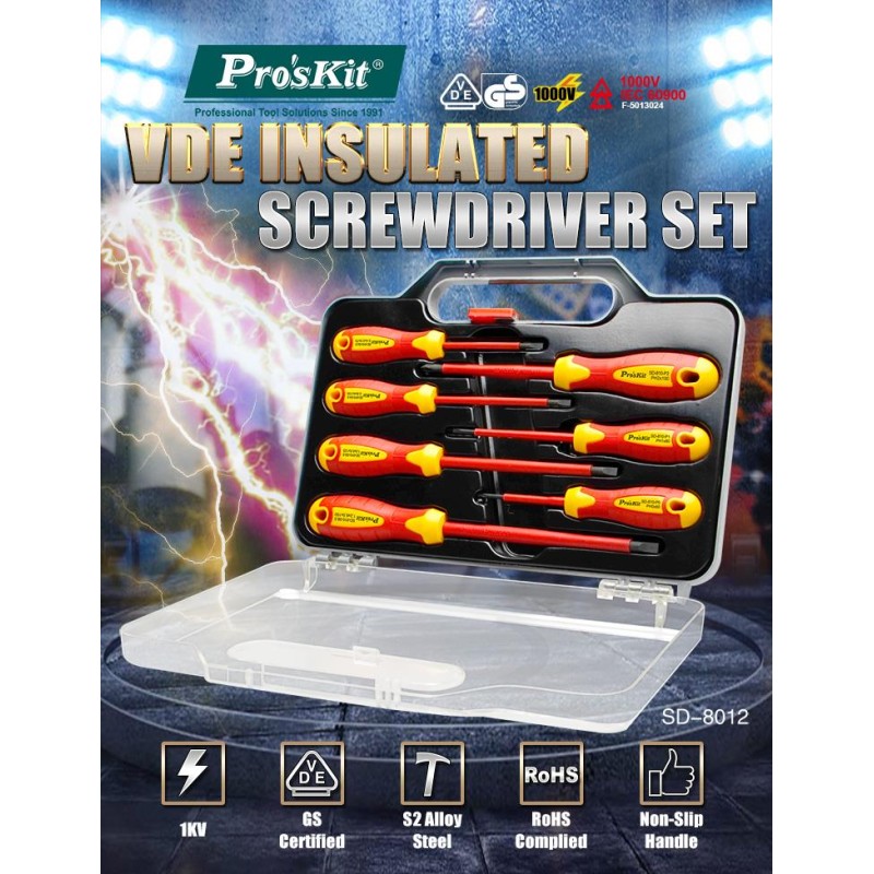 Proskit Screwdriver - SD-8012 - Insulated VDE Set of 7 pcs — Buy in Cyprus with Fast Delivery