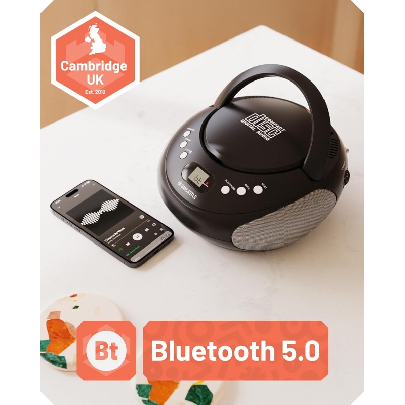 Majority Oakcastle Portable CD Player Boombox - CD250 - Portable, CD Player, Boombox, Bluetooth, FM Radio