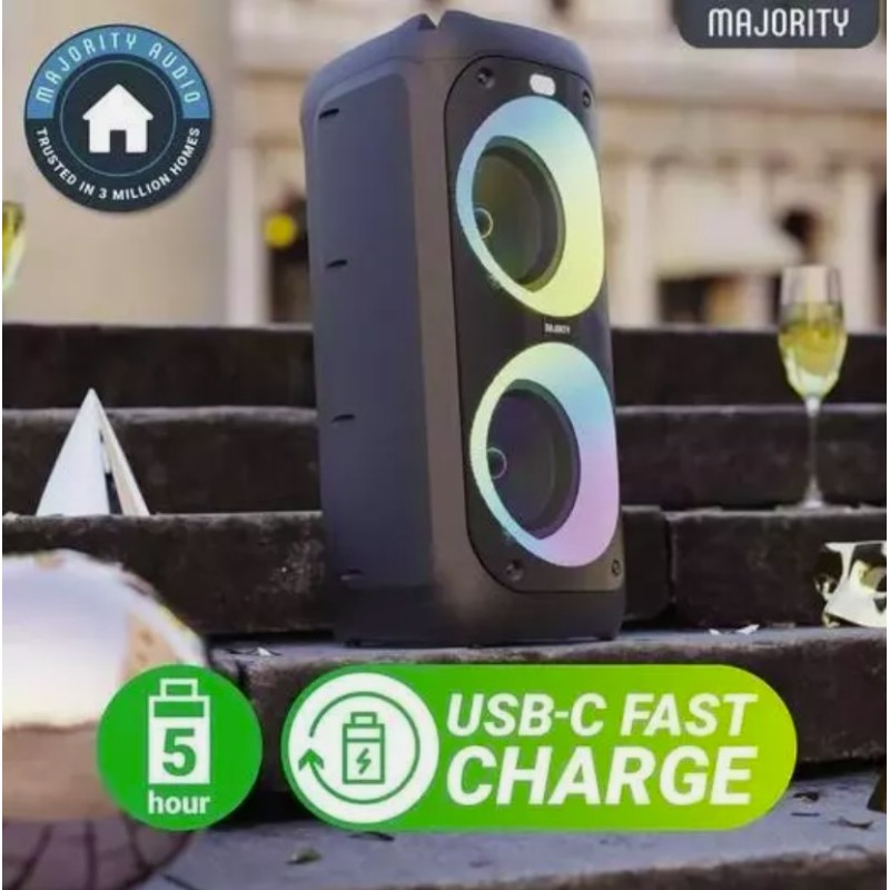 Majority Speakers Portable Karaoke - P200 - 100W Wire Mic BT USB RGB UK — Buy in Cyprus with Fast Delivery