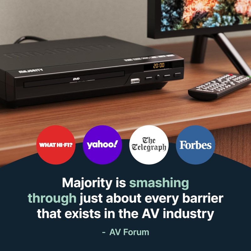 Majority DVD Player for TV HDMI and RCA Ports - Multi Region Slim with RC — Buy in Cyprus with Fast Delivery