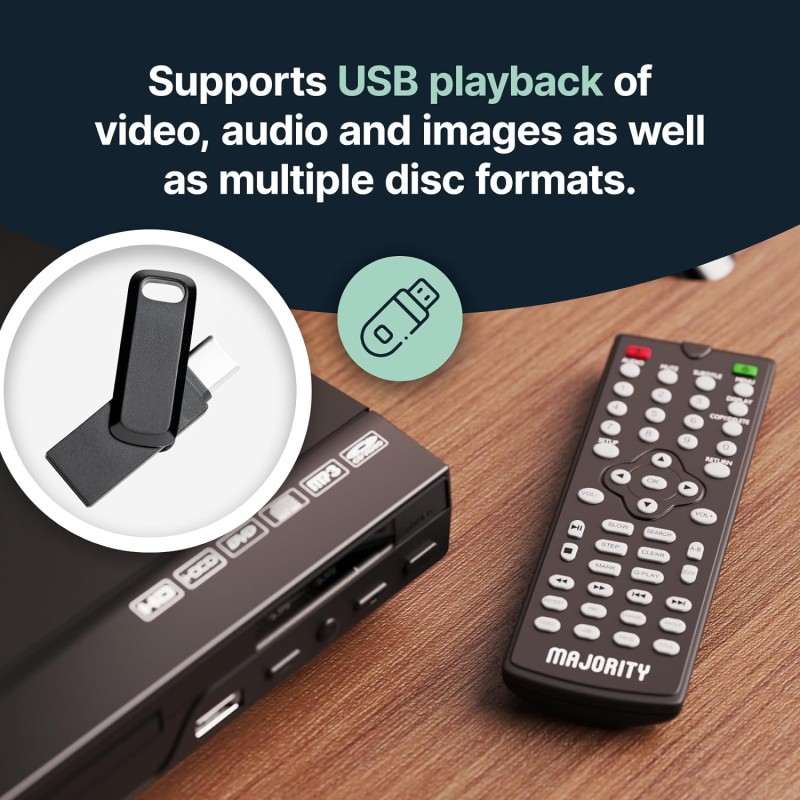 Majority DVD Player for TV HDMI and RCA Ports - Multi Region Slim with RC — Buy in Cyprus with Fast Delivery