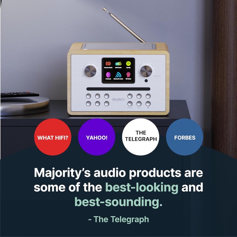 Majority Radio - HOMERTON 2 - FM Radio, CD Player, Bluetooth, Spotify, USB Oak — Buy in Cyprus with Fast Delivery