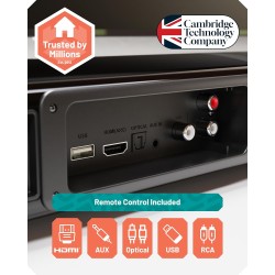 Majority Soundbar - SB80 XTRA - Split 2in1 Bar Speakers 200W 2.1 with Sub,BT,HDMI,USB (Oakcastle)