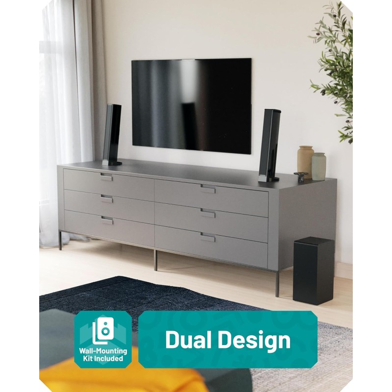 Majority Soundbar - SB80 XTRA - Split 2in1 Bar Speakers 200W 2.1 with Sub,BT,HDMI,USB (Oakcastle)