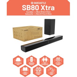 Majority Soundbar - SB80 XTRA - Split 2in1 Bar Speakers 200W 2.1 with Sub,BT,HDMI,USB (Oakcastle)