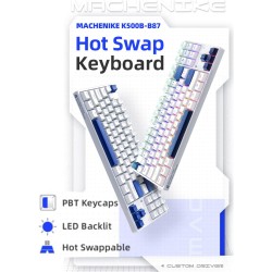 Machenike Keyboard - K500-B87 - White Blue Wired Gaming Keyboard 87 Blue Switch Keys — Buy in Cyprus with Fast Delivery