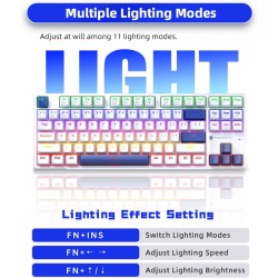 Machenike Keyboard - K500-B87 - White Blue Wired Gaming Keyboard 87 Blue Switch Keys — Buy in Cyprus with Fast Delivery