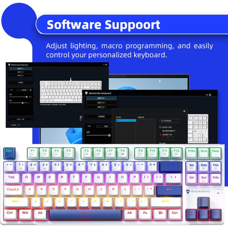 Machenike Keyboard - K500-B87 - White Blue Wired Gaming Keyboard 87 Blue Switch Keys — Buy in Cyprus with Fast Delivery