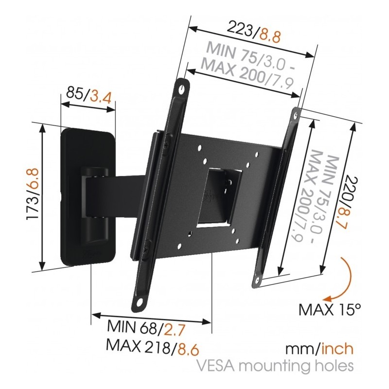Vogels TV Wall Mount - MA2030 - TURN 19-37'' 1 arm Black — Buy in Cyprus with Fast Delivery