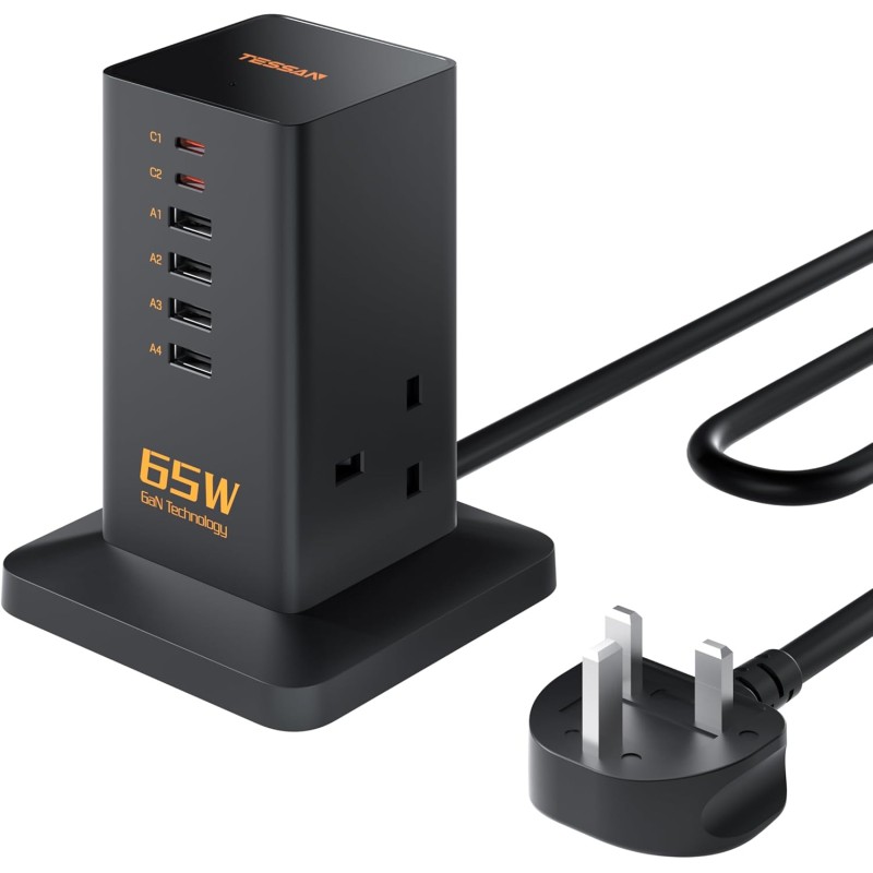 Tessan 2 Gang Extension - TS-FS02UK00 - 4 USB-A 2 USB C 2m 13A — Buy in Cyprus with Fast Delivery