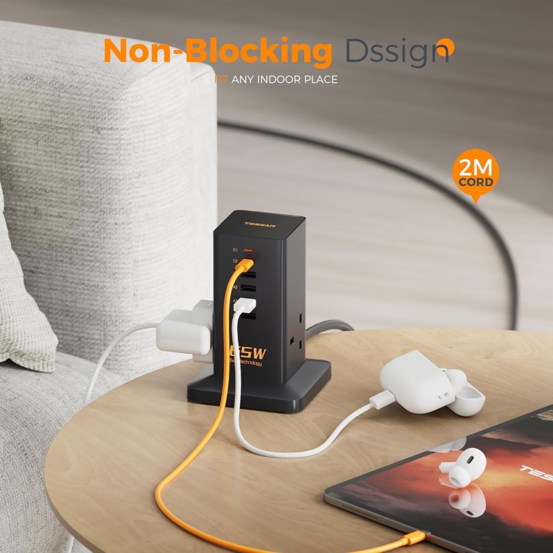 Tessan 2 Gang Extension - TS-FS02UK00 - 4 USB-A 2 USB C 2m 13A — Buy in Cyprus with Fast Delivery