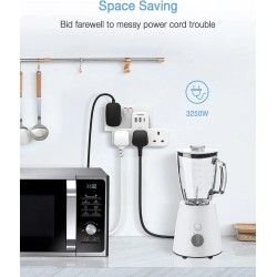 Tessan 3-Gang plug Through UK Charger 2 USB A USB C 13A - TS-223-C - 3-Gang plug Through UK Charger 2 USB A USB C 13A