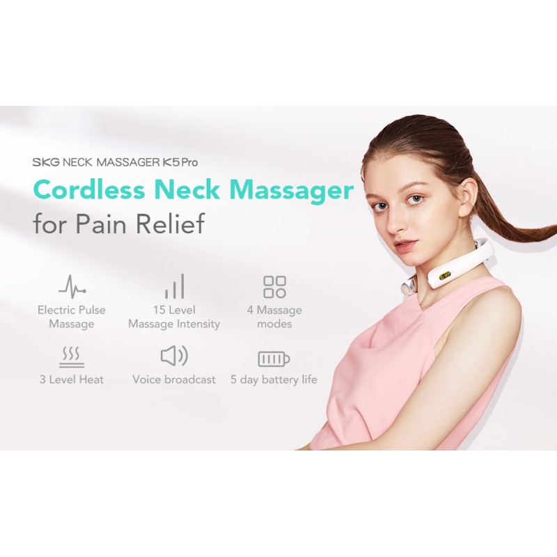 SKG Neck Massager - K5 Pro - Pulse-Heat-Remote-4xModes — Buy in Cyprus with Fast Delivery