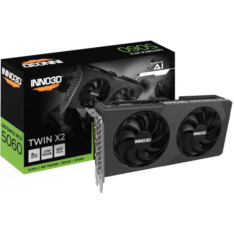 Inno3D GeForce RTX 5060 Twin X2 - Black, 8GB GDDR7, Boost 2497 MHz, PCIe 5.0 — Buy in Cyprus with Fast Delivery