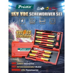 Proskit Screwdriver Insulated VDE Set of 13 pcs - SD-V861 - Proskit Screwdriver Insulated VDE Set of 13 pcs