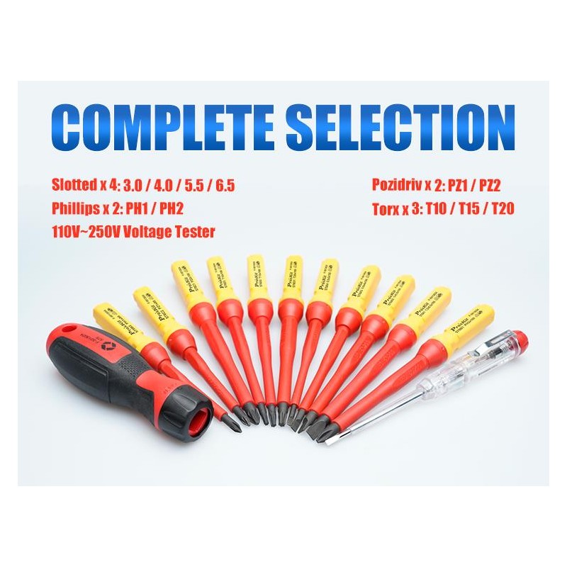 Proskit Screwdriver Insulated VDE Set of 13 pcs - SD-V861 - Proskit Screwdriver Insulated VDE Set of 13 pcs