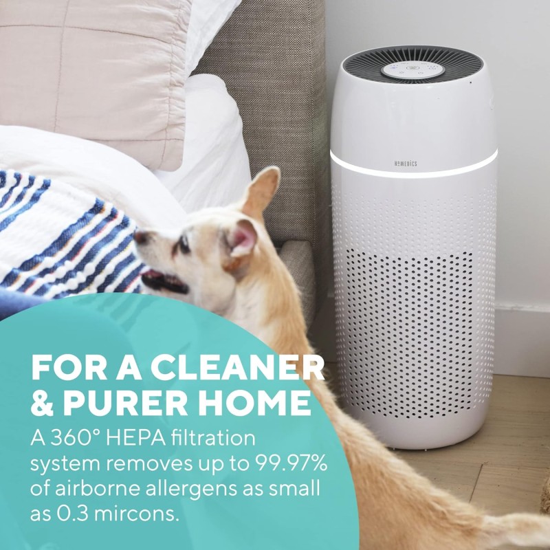 HoMedics TotalClean Petplus - AP-PET35WT - 5in1 Air Purifier & Aroma Diffuser (Active Carbon + HEPA Filter + UVC + Ionise)