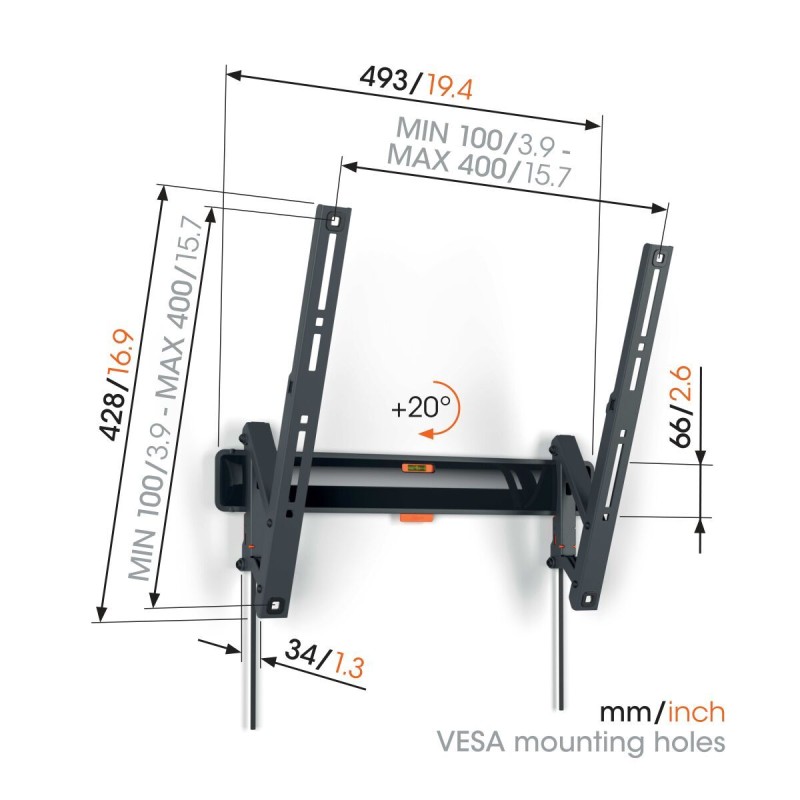 Vogels Tilt TV Wall Mount - TVM3413 - 32-65'' Black — Buy in Cyprus with Fast Delivery
