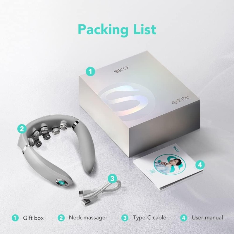 SKG Neck Massager - G7 Pro - Pulse-Heat-APP-Multiple Heads — Buy in Cyprus with Fast Delivery