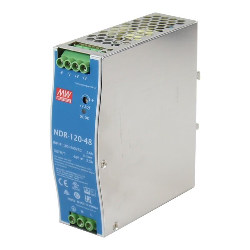 Meanwell Industrial DIN Rail PSU 48V 120W - NDR-120-48 - Industrial DIN Rail PSU 48V 120W — Buy in Cyprus with Fast Delivery