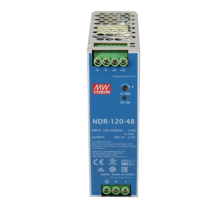Meanwell Industrial DIN Rail PSU 48V 120W - NDR-120-48 - Industrial DIN Rail PSU 48V 120W — Buy in Cyprus with Fast Delivery