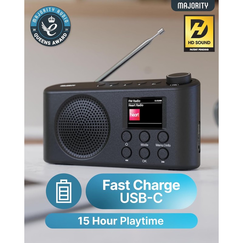 Majority Radio ORWELL Pro Portable with Display - Bluetooth-USB-FM Radio — Buy in Cyprus with Fast Delivery