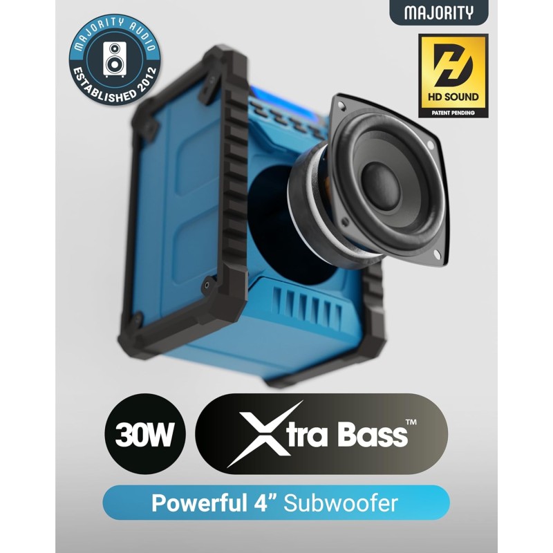 Majority LANDBEACH Portable Rugged Speaker - FM-BT IP65 Waterproof 20hr Battery with PowerBank function