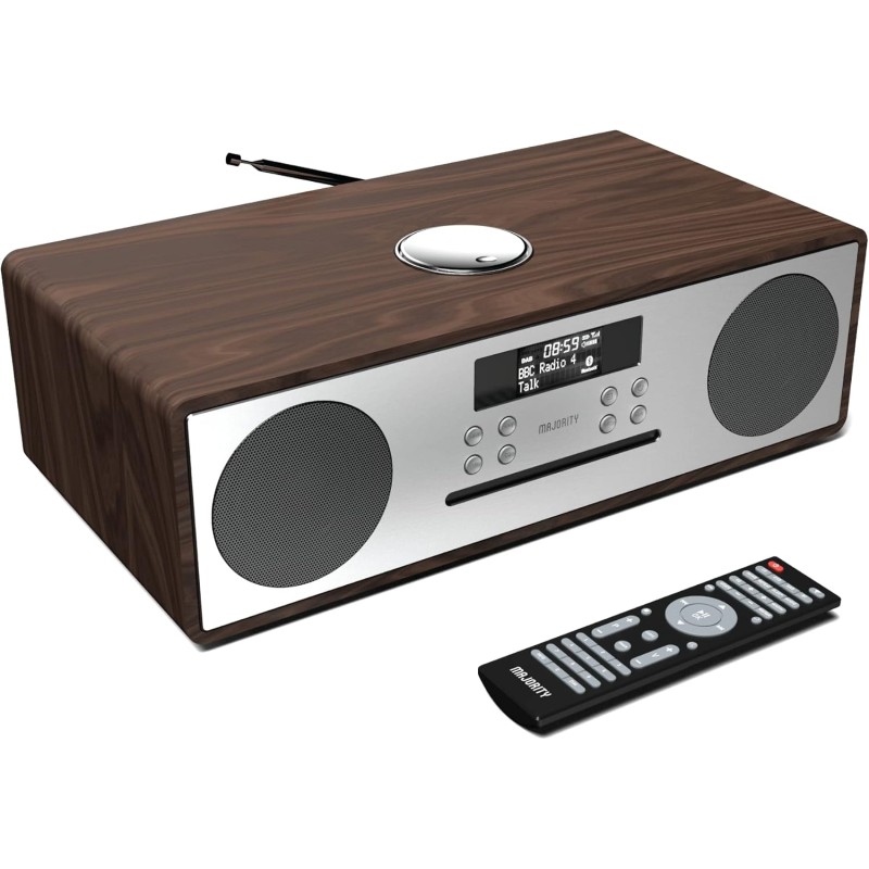 Majority OAKINGTON Mini HiFi System - 120W CD-BT-USB-FM Walnut — Buy in Cyprus with Fast Delivery