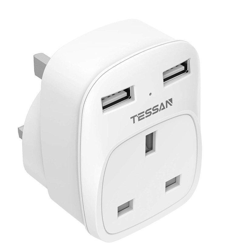 Tessan Gang Plug-Through UK Charger - TS-821-UK - 2 USB A 13A — Buy in Cyprus with Fast Delivery