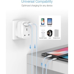 Tessan Gang Plug-Through UK Charger - TS-821-UK - 2 USB A 13A — Buy in Cyprus with Fast Delivery