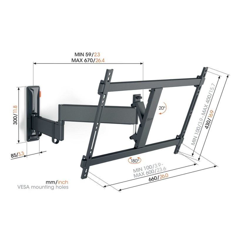 Vogels TV Wall Mount - TVM3643 - Turn 40-77'' Black — Buy in Cyprus with Fast Delivery