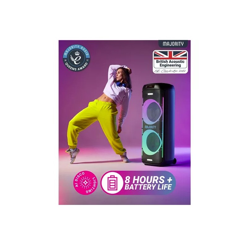 Majority Speakers Portable Karaoke - PULSE P5 - 600W Wireless Mic BT USB RGB UK — Buy in Cyprus with Fast Delivery