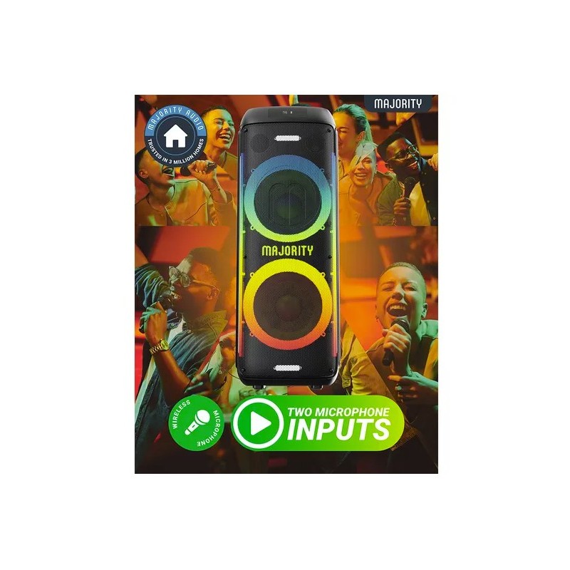 Majority Speakers Portable Karaoke - PULSE P5 - 600W Wireless Mic BT USB RGB UK — Buy in Cyprus with Fast Delivery