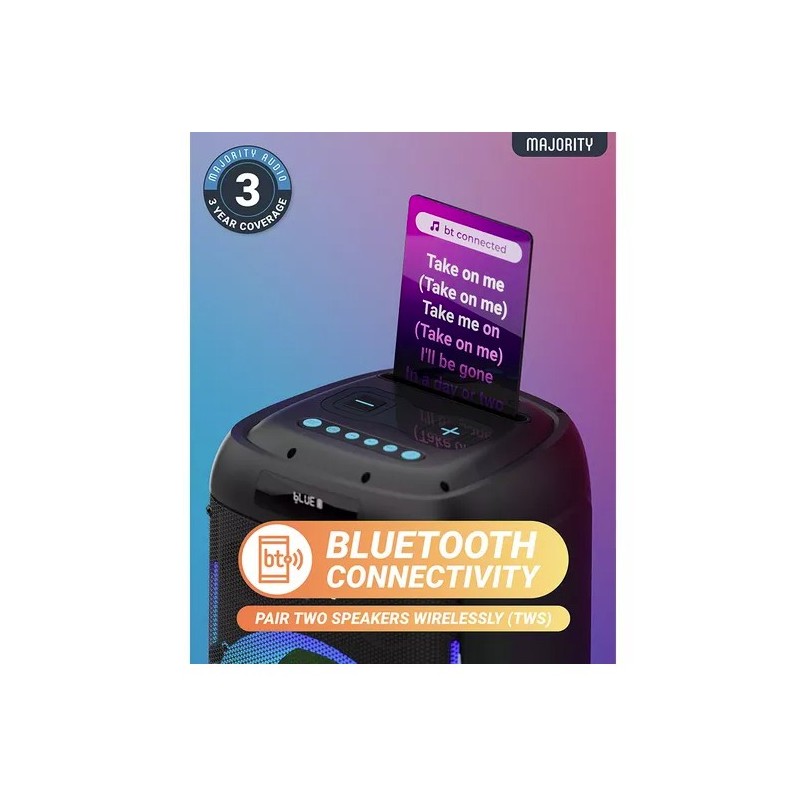 Majority Speakers Portable Karaoke - PULSE P5 - 600W Wireless Mic BT USB RGB UK — Buy in Cyprus with Fast Delivery