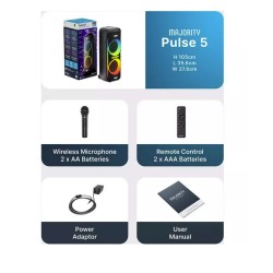 Majority Speakers Portable Karaoke - PULSE P5 - 600W Wireless Mic BT USB RGB UK — Buy in Cyprus with Fast Delivery