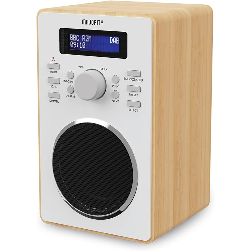 Majority Barton Radio - Digital FM, LED Display, Dual Alarms, Snooze Oak — Buy in Cyprus with Fast Delivery