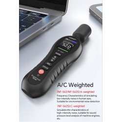 Noyafa Sound Level Meter - NF-562S - Dual A/C Weighting, Real-Time Alarm & Color LCD Display