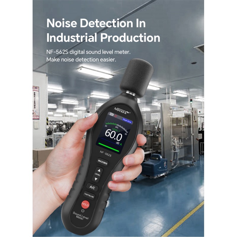 Noyafa Sound Level Meter - NF-562S - Dual A/C Weighting, Real-Time Alarm & Color LCD Display