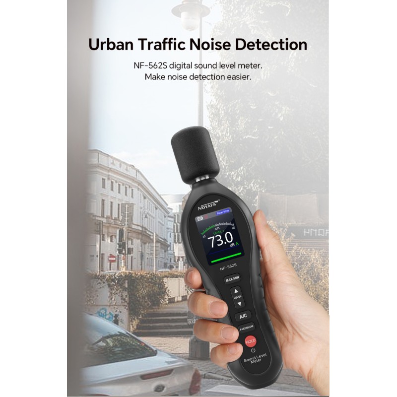 Noyafa Sound Level Meter - NF-562S - Dual A/C Weighting, Real-Time Alarm & Color LCD Display