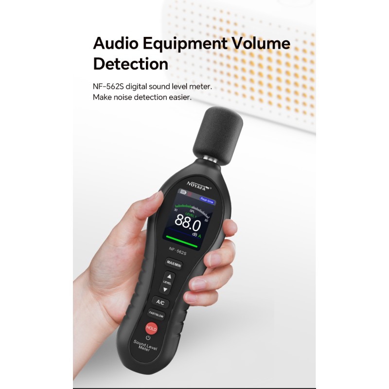 Noyafa Sound Level Meter - NF-562S - Dual A/C Weighting, Real-Time Alarm & Color LCD Display