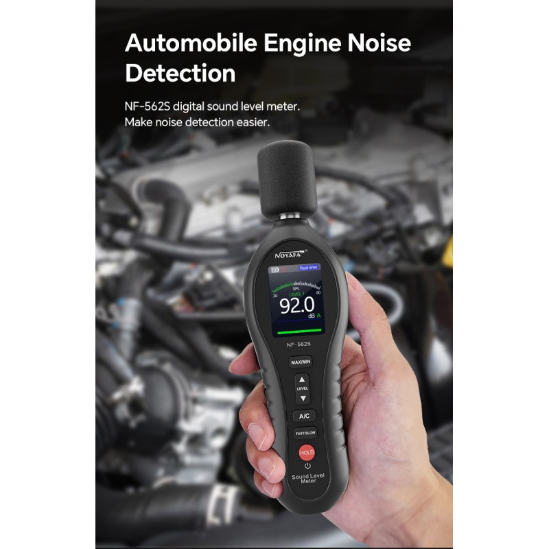 Noyafa Sound Level Meter - NF-562S - Dual A/C Weighting, Real-Time Alarm & Color LCD Display