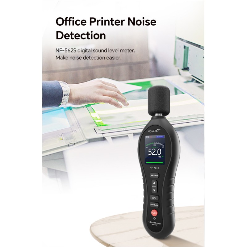 Noyafa Sound Level Meter - NF-562S - Dual A/C Weighting, Real-Time Alarm & Color LCD Display