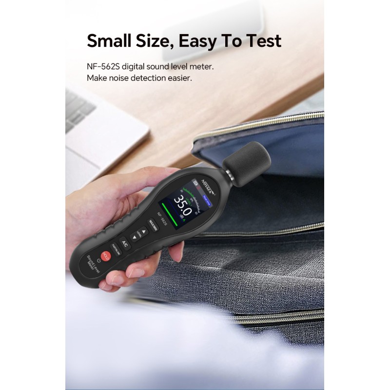 Noyafa Sound Level Meter - NF-562S - Dual A/C Weighting, Real-Time Alarm & Color LCD Display