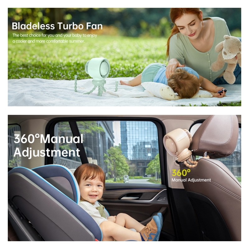 Jisulife Stroller Fan - Life2 - Green — Buy in Cyprus with Fast Delivery