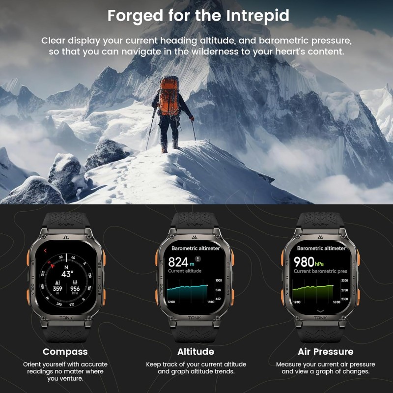 Kospet TANK - M3 ULTRA - Rugged Smartwatch GPS Silicone Black — Buy in Cyprus with Fast Delivery