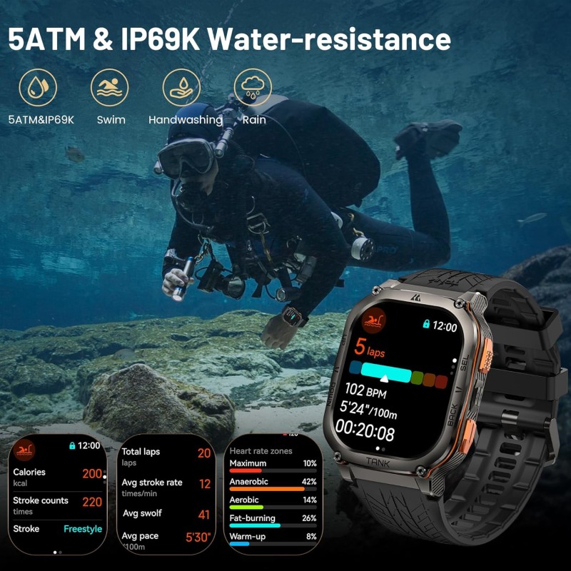 Kospet TANK - M3 ULTRA - Rugged Smartwatch GPS Silicone Black — Buy in Cyprus with Fast Delivery