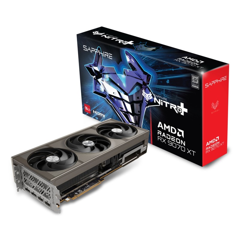 Sapphire NITRO+ Radeon RX 9070 XT 16GB Gaming OC (UEFI) - Grey, 3060 MHz Boost, 16GB GDDR6, Tri-X