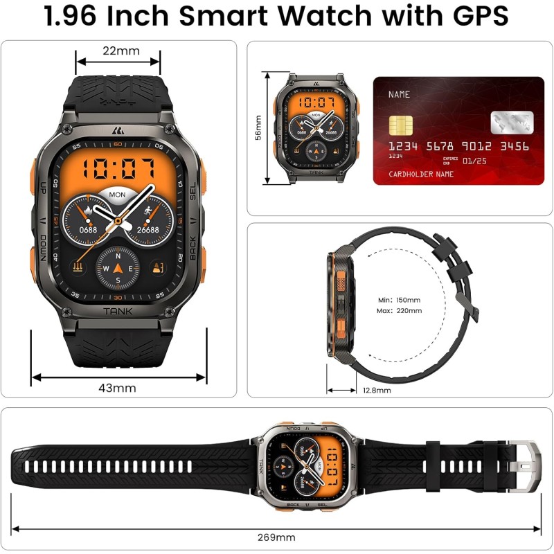 Kospet TANK - M3 ULTRA - Rugged Smartwatch GPS Silicone Black — Buy in Cyprus with Fast Delivery